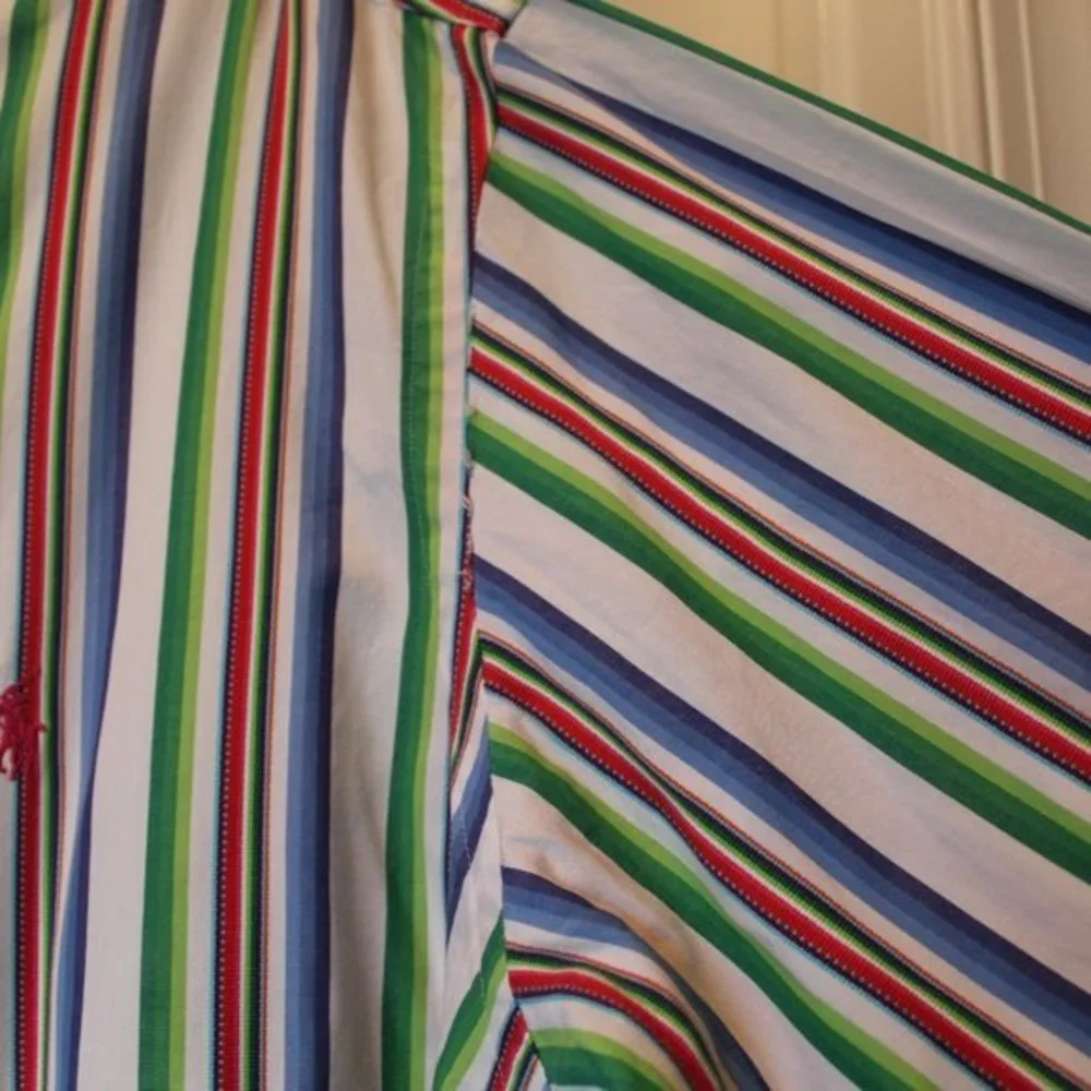 Ralph Lauren Classic Fit White Multi Colored Stripe LS Shirt Size XL 17